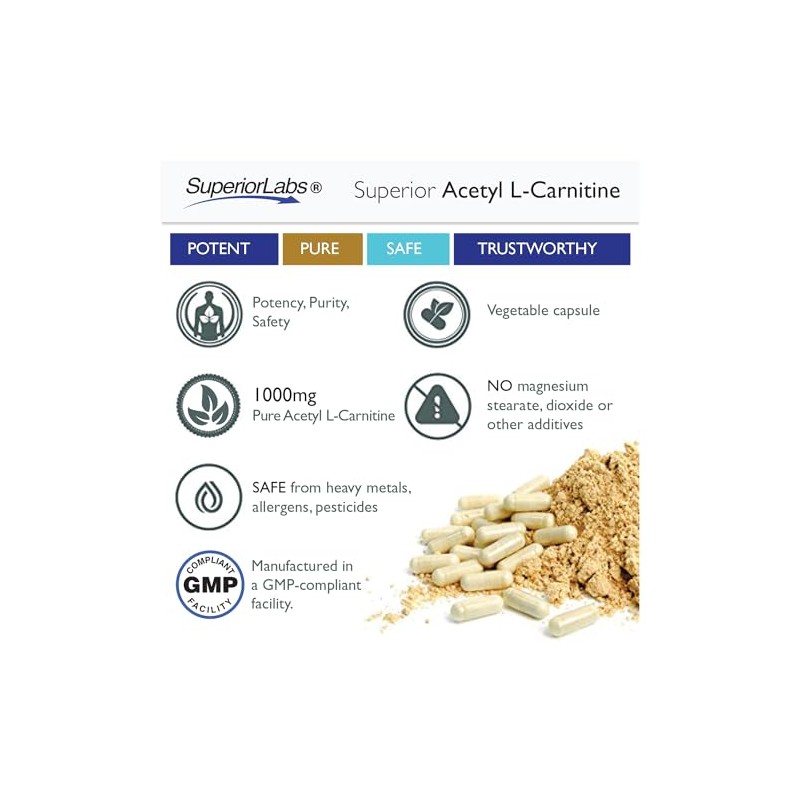 Superior Labs | Acetyl L-Carnitine 1000mg Maximum Absorption | Pure