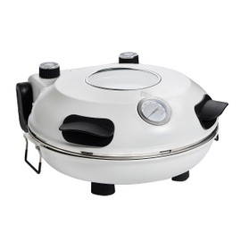 Cook With Color Electric Indoor Pizza Oven – Crispy Crust Countertop Pizza Maker, Heats up to 800˚F, 12 Inch Ceramic Stone, Dual Temperature Control Knobs, Bamboo Peel Included, Off White
