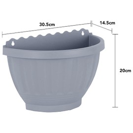 JMS Etruscan Wall Basket Fence Hanging Pots Soft Grey Planter Baskets Fancy Flower Pot Planter Indoor Outdoor Flower basket Hanging Planter - Pack of 2