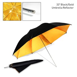 LimoStudio 33" Black & Gold Photo Studio Umbrella Photo Video Umbrella Reflector, AGG2905