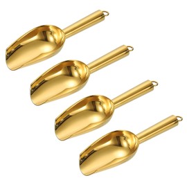 uxcell 4pcs Metal Ice Scoop, 7.1" x 2.4"Stainless Steel Ice Scooper for Kitchen Party Bar Wedding Use, Gold