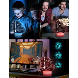 ARERG Kids Night Light Football 3D Optical Illusion Lamp with Remote Control 16 Colors Changing Mahomes Helmet Decor Birthday Xmas Valentine's Day Gift Idea for Kansas City Fan Boys Girls