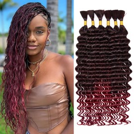 Braiding Hair For Boho Braids 200g Deep Wave Bulk Hair for Braiding Knotless 6 Bundles Wet and Wavy Faux Braiding Hair Extensions Bulk Bohemian 24 Inch (TBUG#)