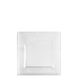 EcoQuality 6.5" inch Clear Square Plastic Plates - Disposable China Like Party Plates, Heavy Duty Dessert Plates, Salad Plate, Dinners, Dessert, Wedding, Serveware, Catering (80)