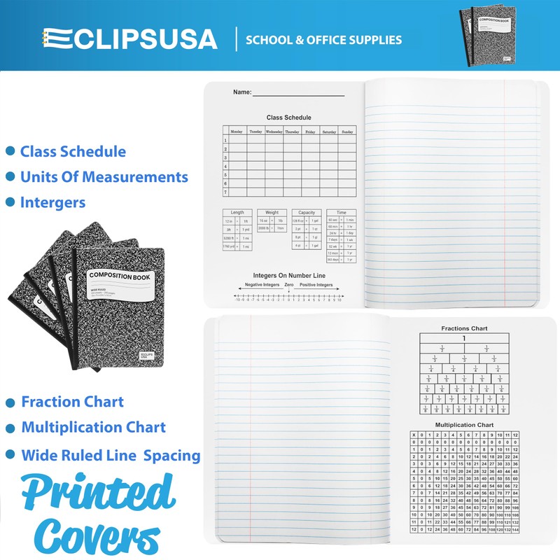 Composition Notebook Wide Ruled Composition Notebooks Bulk Black Marble Hard