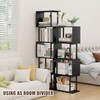 Gadroad 4-Tier Bookshelf, Narrow S-Shaped Geometric Bookcase, Wood Decorative Storage