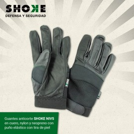 SHOKE Schnittfeste Polizeihandschuhe – Schutzstufe 5 – Schwarze taktische Arbeitshandschuhe – Knöchelverstärkung aus Neopren – Größe M