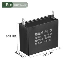 YOKIVE CBB61 Run Capacitor, 450V AC 6uF 50/60Hz Single Insert Run Round Capacitor, Low Loss, Great for Washing Machines Motor (Black)