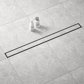 Bernkot Linear Shower Drain 42", Matte Black Floor Drain with Tiled Insert Grate & Hair Strainer, 304 Stainless Steel Bathroom 2-in-1 Tiled in Drain, CUPC Certified (Matte Black, 42'')