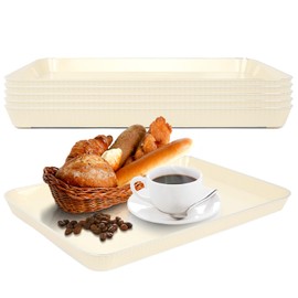 Serving Tray,6 Pack Plastic Serving Trays Food Tray Serving Platter, Party Platters Cafeteria Trays for Party, Kitchen, Entertaining, Fruit, Appetizer (14" L x 10" W x 1.1" H)