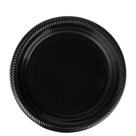 EcoQuality Disposable 9" inch Round Black Plastic Plates - China Like Party Plates, Heavy Duty Large Disposable Dinner Plates, Salad Plate, Weddings, Serveware (50)