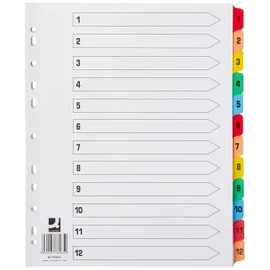 Q-Connect 1-12 Index Extra Wide Reinforced Multi-Colour Tabs
