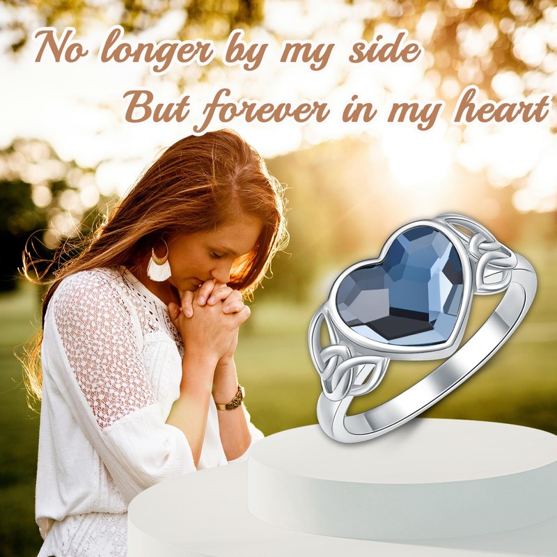 AOBOCO Celtic Knot Urn Ring for Women 925 Sterling Silver