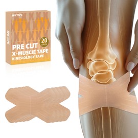 Kinesiology Tape – Waterproof and Hypoallergenic Athletic Tape for Muscle Support, Knee, Shoulder, and Ankle, 20 Strips (X-Knee-Beige)