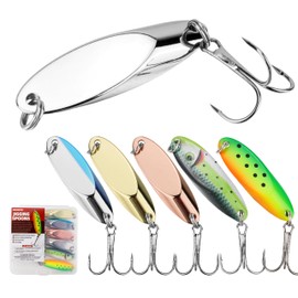 Probite Jigging Spoon Fishing Lure Set 6-Pack Metal Saltwater & Freshwater Casting Spoon Hooks Premium Durable Treble Hooks for Bass, Salmon & Trout Fishing（ 1/8 oz）