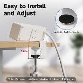 Desk Clamp Power Strip with USB,45 Degree Thin Flat Plug 10 Feet Extension Cord 1875W, PD 30W Fast Charging, Desk Edge Mount Power Strip, 2 Widely Spaced AC Outlets,2 USB Ports (Type A+C), ETL Listed