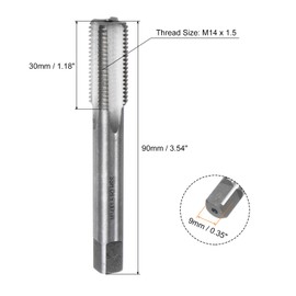 sourcing map 2pcs Metric Hand Tap Set, M14 x 1.5 Taper/Plug Thread Screw Taps, High Speed Steel Hand Threading Tapping Tool Kit