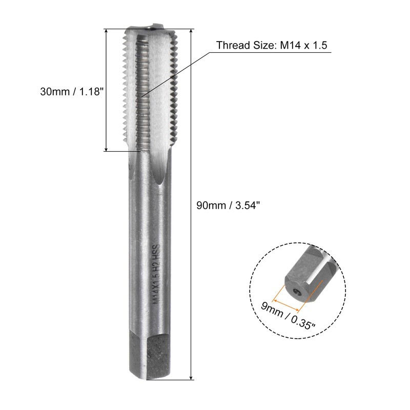 sourcing map 2pcs Metric Hand Tap Set, M14 x 1.5