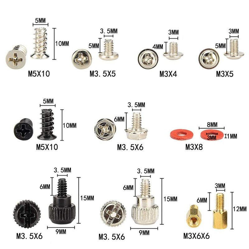 SRECNO Computer Screw Set, PC Screw Kit, DIY Motherboard, 10