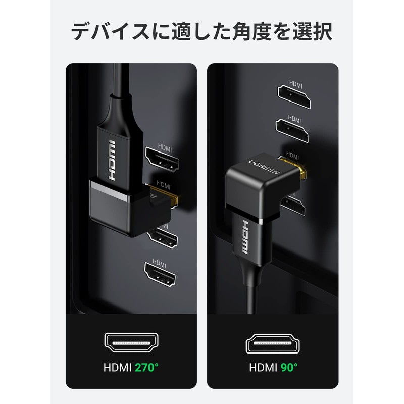 UGREEN HDMI L-Shaped Conversion Adapter 90 Degree + 270 Degree