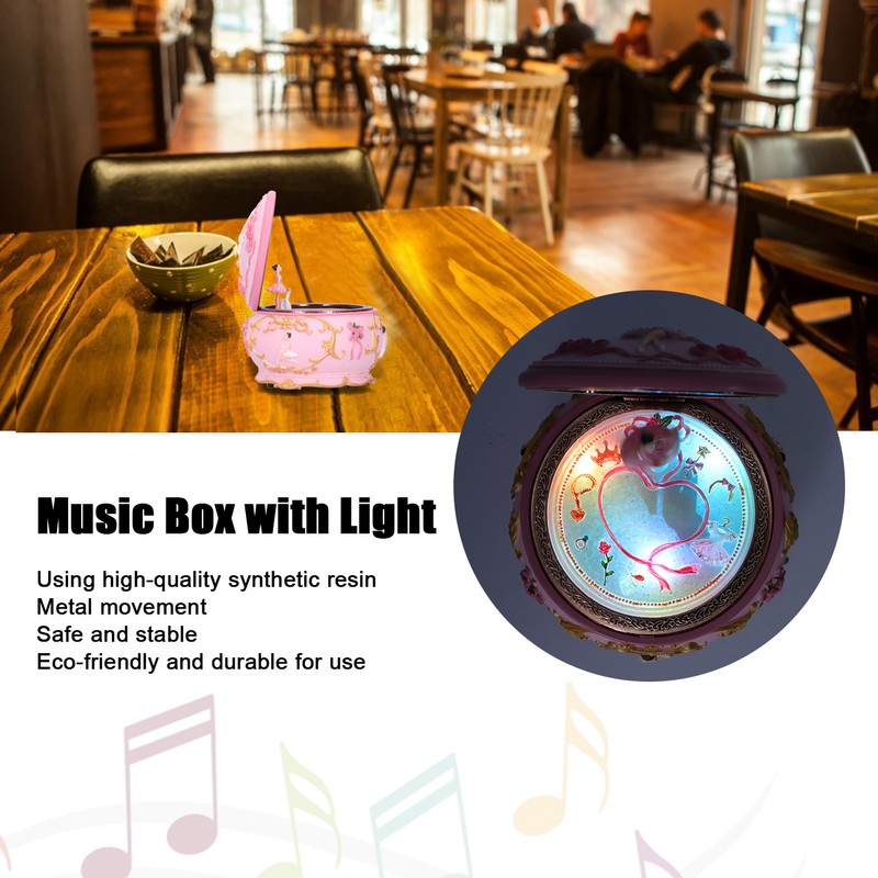 LED Music Box Figurine Rotation Exquisite Music Box Home Decoration