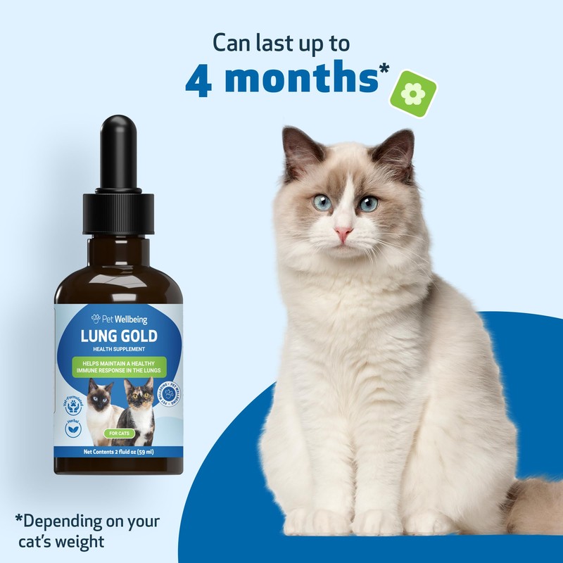 Pet Wellbeing Lung Gold for Cats - Lung Immune Support,