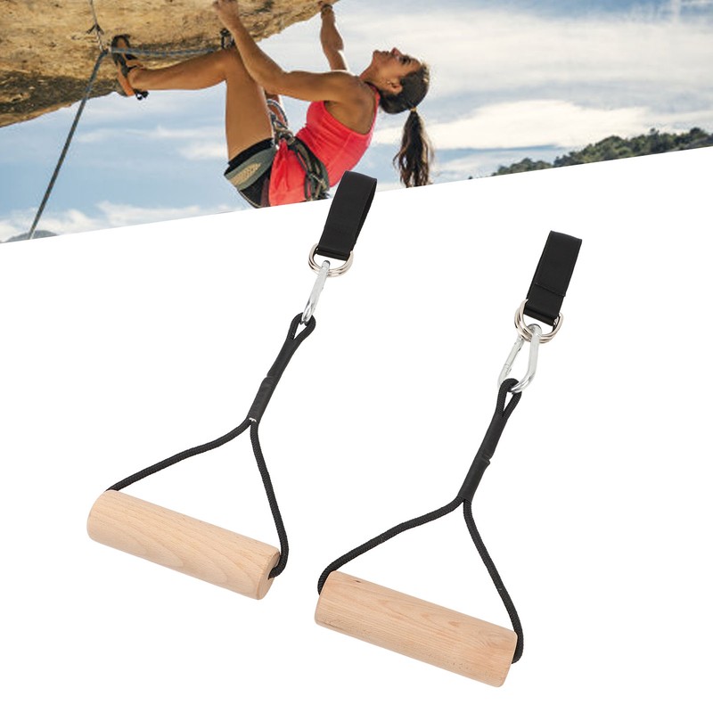 Wooden Gymnastic Rings Portable Pull Up Handles Arm Strength Trainer