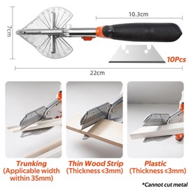 GIONAR Miter Shears, 45 to 135 Degree Trunking Cutter Trim Cutter, Multi-Angle Gasket Shear for Soft Wood, Plastic, PVC, Angular Cutting and Moulding Trim, with 10 Spare Blades