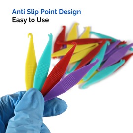 JMU 20Pcs Braces Rubber Band Tool, Dental Elastic Rubber Bands Placers for Braces, Disposable Plastic Orthodontic Elastic Placers Multi-color