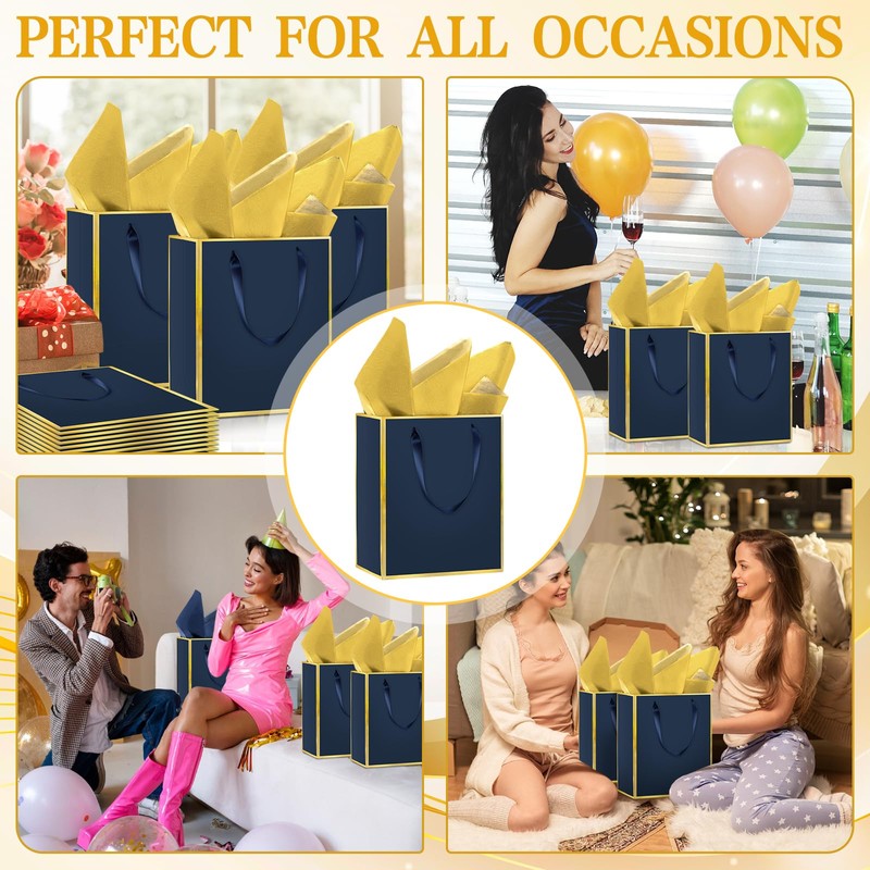 Epoesch 24 Pack Gift Bags with Handles & 24 Tissue