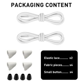 UamGlsob Elastic Shoelaces for Hey Dude, No Tie Bungee Stretchy Shoe Laces, Stretch Replacement Strings kit (White, 10"/25cm)