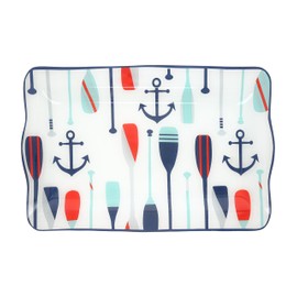 Pavilion Gift Company - Lake - 16.75" x 11" Serving Tray Dish Platter Anchor Oar Boat Beach Ocean Seaside Waterfront Cottage Kitchen Decor Serveware