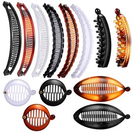 YINGENIVA Pack of 13 Banana Hair Clips, Vintage Ponytail Hair Holder in 5 Styles, Girls Durable Fishtail Hair Accessories, Large Rounded Edges, Comb Clips