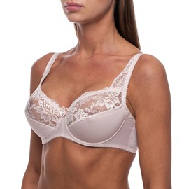 frugue Women's Full Coverage Plus Size Underwire Minimizer Padded Bra Beige US 36 DD