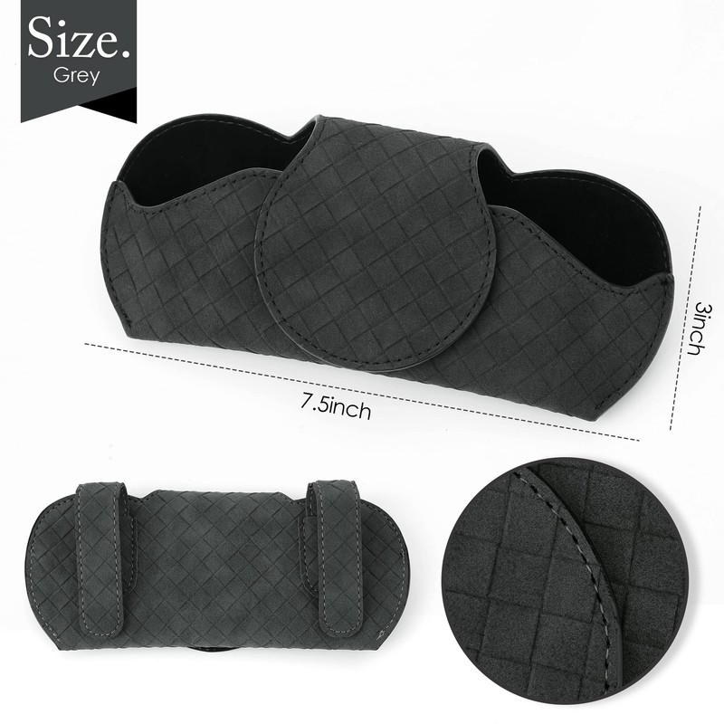 KINIVA Sunglasses Holder for Car Visor PU Leather Glasses Case