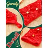 GEMILY Red Christmas Fingerless Gloves Sequin Long Glitter Gloves for