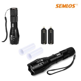 Semlos LED Flashlight, XML T6 Ultra Bright Handheld Flashlight, Pocket Flashlight High Lumens, 5 Modes, Zoomable, Waterproof Camping Light for Outdoor, Emergency (2 Pack)