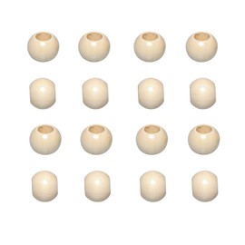 20mm Wooden Beads with Large Hole, Beige Dyed Round Wood Beads for Craft Macrame Farmhouse Garlands Home Decoration, 50Pcs