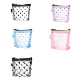 Pack of 5 Mesh Cosmetic Bag Mesh Bag Cosmetic Bag Mini Mesh Storage Bags Mini Zip Mesh Bags Mesh Makeup Organiser Portable for Travel, black, mesh
