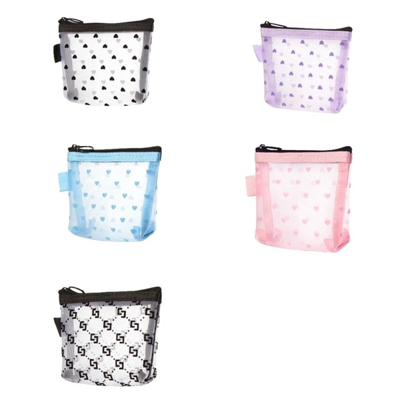 Pack of 5 Mesh Cosmetic Bag Mesh Bag Cosmetic Bag