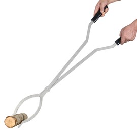 40" Fire Tongs Firewood Grabbers, Stainless Steel Large Fire Pit Tool Indoor Fireplace Outdoor Bonfire Campfire Backyard Deck Camping Log Grabbers Tool