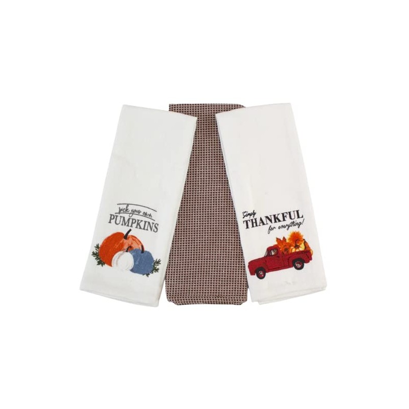 Autumn Thanksgiving Kitchen Towels: Decorative Gnomes and Autumn Pumpkin Funny