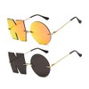 ENTHYI Letter NO Party Rimless Irregular Design Sunglasses For Men/Women
