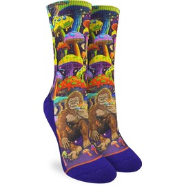 Good Luck Sock Women's Bigfoot Eating Mushrooms Socks, Shoe Size 5-9