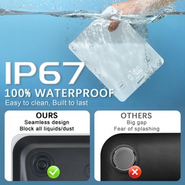 BAKFEE IP67 Waterproof Kitchen Scale with Glass Surface, 22lb Food Scale 1g/0.1oz Precision, USB Rechargeable, LED Display, Grams and Ounces, for Baking, Cooking, Making Sourdough Bread. White