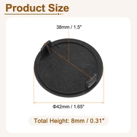 sourcing map Hinge Hole Covers, 28Pcs 38mm(1-1/2") ID - Plastic Concealed Hinge Hole Cover Round Flush Type Plug Cap for Furniture Cabinet Cupboard (Black)