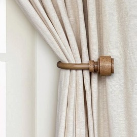 ILAISIHOME Curtain Drapery Holdbacks with Faux Wood Design, Wall Mount Drapery Hooks Holders, Set of 2