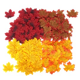Honbay 200PCS 8cm/3.1inch Assorted Color Artificial Maple Leaves Fall Leaves for Weddings, Thanksgiving Day, Parties, Props, Crafts (B)