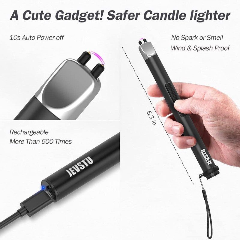 JEVSTU Electric Lighter, Candle Lighter USB Rechargeable, Arc Windproof Flameless
