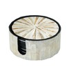 I-lan 6Packs Mother of Pearl Coasters with Holder, Shiny Cream
